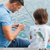 YOUTH Short Sleeve T-shirt (MAHI) with Mirror Image Fish Printing
