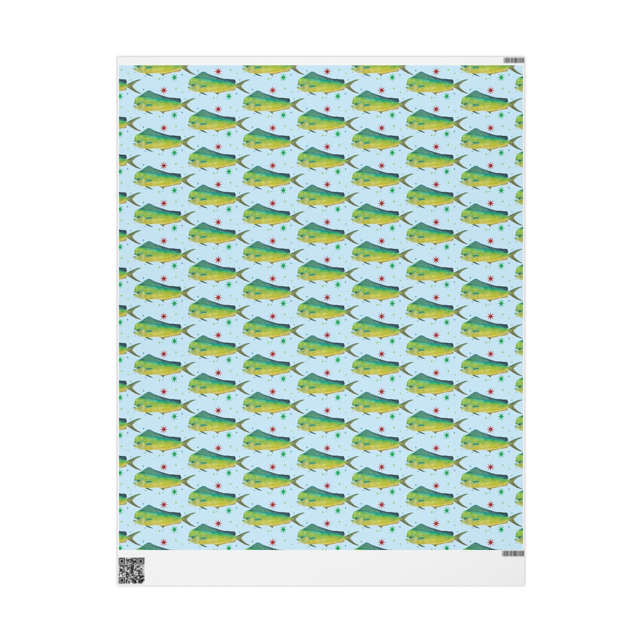 Mirror Image + Gray's Reef- Gyotaku- inspired Mahi Wrapping Paper