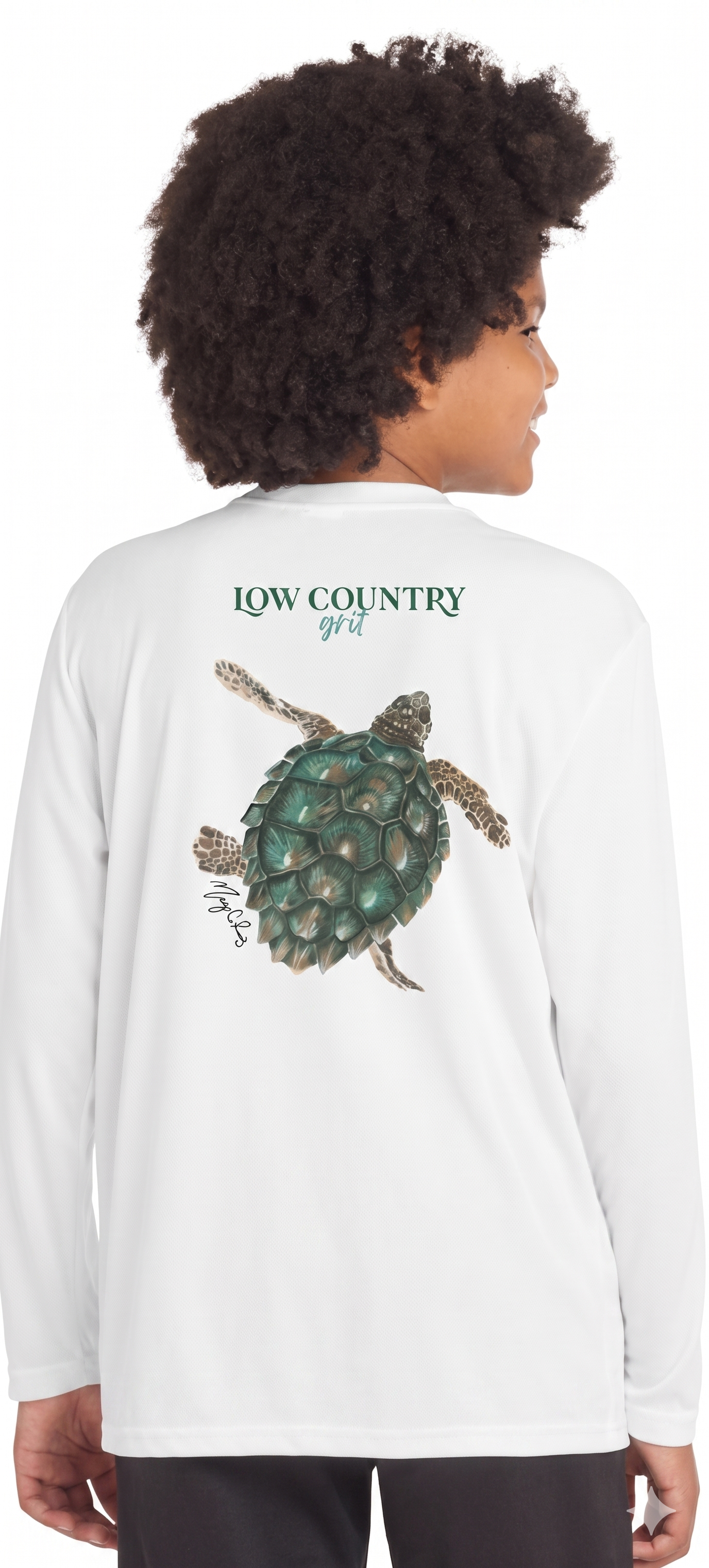 TIMSC long sleeve performance shirt for youth with turtle b macey rewis